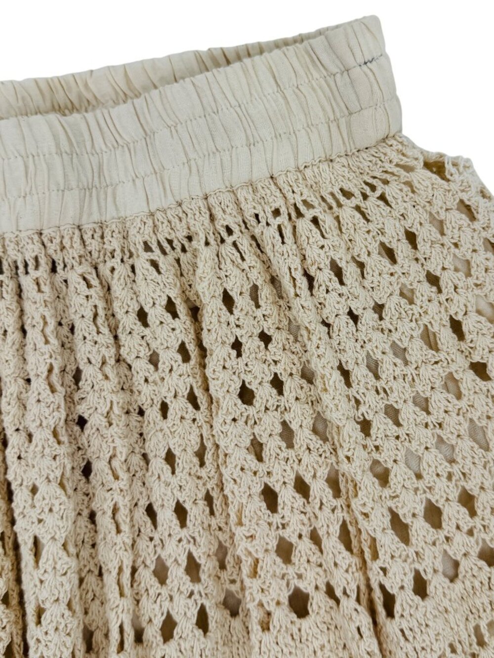 VTG 90s Artelier Nicole Miller Beige Crochet Scalloped Skirt M | Coastal Cowgirl - Picture 9 of 16
